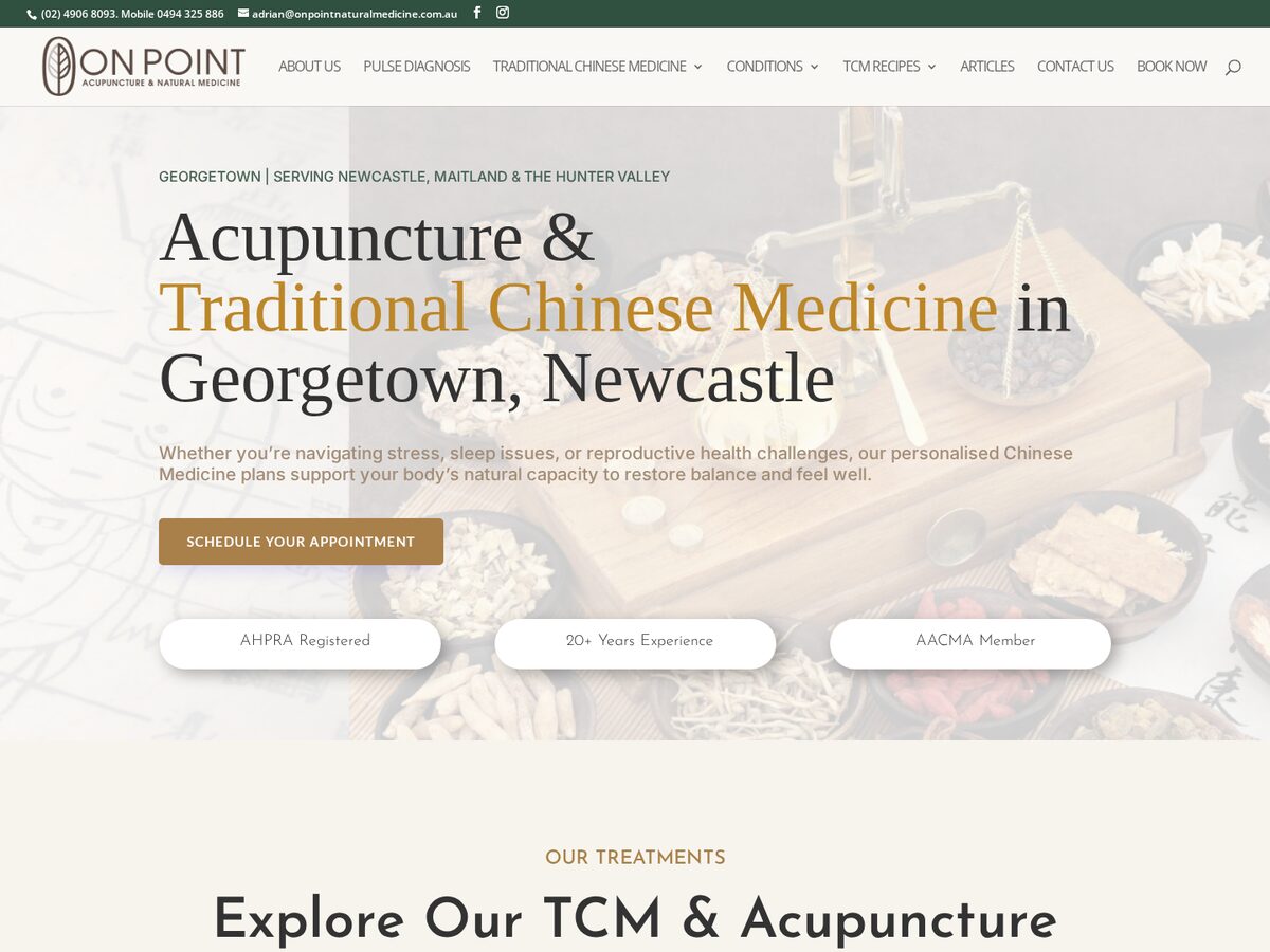 On Point Natural Medicine WordPress website homepage